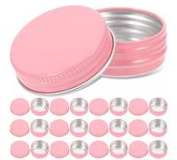 INOOMP 24pcs Pink round Aluminum Tin Containers with Screw Lid for DIY Scented Candles and Desktop Storage Decoration, Simple Appearance Design, Mini Candle Tin Boxes for Birthdays