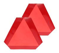 INOOMP 2pcs Aluminum Triangle Slow Moving Vehicle Signs with Reflective Edge Self-adhesive Safety Warning for Cars Trucks Trailers Low-speed Vehicles and Easy to Install