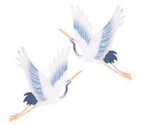 INOOMP 2pcs Applique Clothing Patch National Style Crane Shape Sew on Repairing Polyester Fabric Decorative Accessories for Bags Jackets in Shopping Mall Clothes Shop