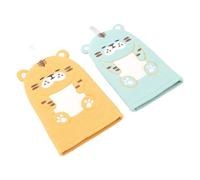 INOOMP 2Pcs Bath Scrub Mitts Cute Tiger Cartoon Shower Gloves for, Soft Exfoliating Body Wash Towels, Blue and Yellow Animal Design, Suitable for Bathing and Daily Cleaning