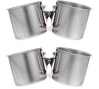 INOOMP 2pcs Birds Feeding Cups Birdcage Cup Holds Water and Food Prevents Waste Stainless Steel Silver Indoor Bird Feeder for Birdcage Pigeons Parrots