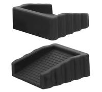 INOOMP 2pcs Black Rubber Wedge Door Stoppers - Non-Scratching Bi-Directional Floor Door Stopper with Anti-Pinch Protection for Home and Office Use