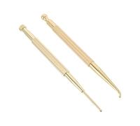 INOOMP 2pcs Brass Ear Acupuncture Pen Set 12.5cm Ear Acupoint Massage Stick with Retractable Spring Tip and Fixed Head Acupressure Tool and Muscle Tension Relief at Home