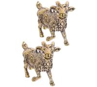INOOMP 2pcs Brass Goat Keychain Pendants Multipurpose Decorative Hanging Charms Lightweight Compact Design Suitable for DIY Works and Working