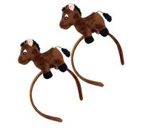 INOOMP 2pcs Brown Fabric Horse Headbands with Adorable Cartoon Style for Festive Attire, Versatile Fashion and Zodiac Celebration New Year Animal Headband Accessories