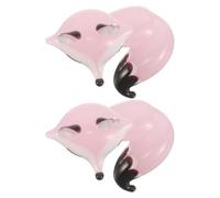 INOOMP 2pcs Cartoon Glass Fox Figurines in Pink Handcrafted Glass Material with Rounded Edges and Smooth Craftsmanship, Compact and Safe for Surface, for Coffee Corner or Home Shelf Decor