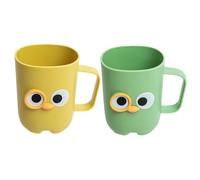 INOOMP 2pcs Cartoon Toothbrush Cups Plastic Bathroom Tumblers for Anti-fall Mouthwash Brushing Cups with Smooth Surface Family-friendly Bathroom Storage in Yellow Green