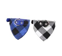 INOOMP 2pcs Check Pattern Triangular Scarf Collar Dog Tie Dog Collars Pet Harness Leash Puppy Traction Rope Pet Strap