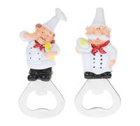 INOOMP 2pcs Chef Shaped Magnetic Bottle Opener for Refrigerator Multifunctional Kitchen Bar Tool with Magnetic Cling Removal for Beer and Soda Practical Home Party Accessory