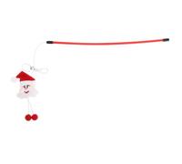 INOOMP 2pcs Christmas Cat Teaser Stick for Interactive Play with Cats, Bite Resistant Red Pp Material Santa Claus Shape to Cat's Mood and Exercise