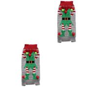 INOOMP 2pcs Christmas Dog Sweater Pullover Front Leg Hole Acrylic Ugly Clown Pet Sweater for Winter Holiday Celebration