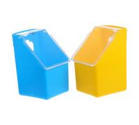 INOOMP 2Pcs Creative Pigeon Feeding Container with Bite Resistant Plastic Hanging Food Boxes in Blue and Yellow Multifunctional Troughs with Lid for Cage Pet Feeders