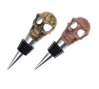 INOOMP 2pcs Creative Skull Wine Stoppers with Air-Tight Seal and Aluminum Alloy Material, Reusable Sealing Plug for Wine Bottles, for Beer Festival Season and Preserving Random Color