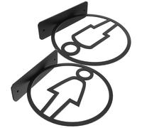INOOMP 2pcs Double-sided Restroom Signs Bathroom Door Plaque Acrylic Modern Black Gender Indication Wall-mounted for Home and Business Use