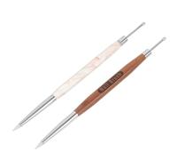 INOOMP 2pcs Dual Ended Carving Nail Art Pens with Fine Bristle Tips and Comfortable Grip, Wooden and Acrylic Stems, for French and 3d Nail Designs by Home Enthusiasts and Professionals