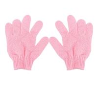 INOOMP 2pcs Exfoliating Bath Gloves Pink Polyester Shower Gloves with Lanyard for Hanging, Dry Quickly and Easy to Put and Take, Body Scrub Exfoliator for Men