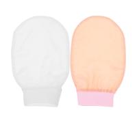INOOMP 2pcs Exfoliating Bath Washcloth Set Soft Silk-Like Texture, Lotus Pink and White Body Scrubber Gloves for Shower, Facial Cleansing and Dead Skin Removal