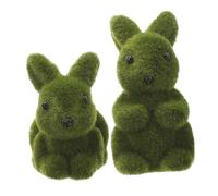 INOOMP 2pcs Flocked Rabbit Ornaments Lightweight Indoor Outdoor Garden Decor Easter Bunny Craft for Tabletop Shelf Desk Decoration