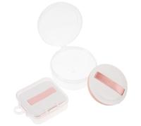 INOOMP 2pcs Foundation Sponges Makeup Applicators for Face Wet Dry Use, Reusable Cotton Candy Triangle round Powder Puff Set with Storage Case, for Blending Liquid and Loose Powder