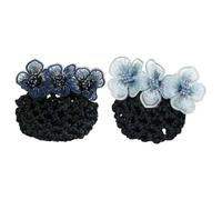 INOOMP 2pcs Hair Bun Covers with Detachable Net, Ballet Hairnets for Women, Navy Blue and Royal Blue Hair Snood Clips Suitable for Nurses, Flight Attendants, and Dance Use