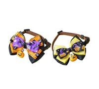 INOOMP 2pcs Halloween Pet Collar for Small Pets and Dogs with Bowknot Decoration, Adjustable Cloth Neckband for Halloween Party Costume Accessories
