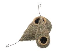 INOOMP 2pcs Hand-woven Hanging Grass Bird Nest Set, Large and Small Wicker Birdhouses for Hummingbird, Finch, Sparrow Outdoor Roosting and Garden Décor