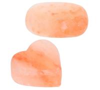 INOOMP 2pcs Himalayan Mineral Salt Soaps for Foot Exfoliation and Massage, Handmade Unscented Salt Stones in Heart and Oval Shapes, for Spa and Foot Care for Men and Women