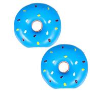 INOOMP 2pcs Interactive Squeaky Dog Donut Shape Safe Latex Chew with Built Squeaker for Puppies Sky-blue Pet Entertainment Supplies