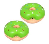 INOOMP 2pcs Interactive Squeaky Dog Toy Latex Puppy Chew Toys Donut Shaped Pet Squeaky Entertainment Supplies Funny Teething Chew Donut Light
