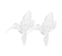 INOOMP 2pcs Iridescent Acrylic Hummingbird Hanging Decor Transparent Bird Ornaments with Hanging String for Home Office Party Decorations