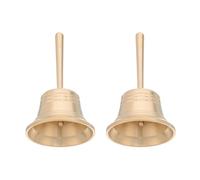 INOOMP 2pcs Loud Solid Brass Handbell with Crisp Resonant Tone, 8.8cm Metal Call Bells for Wedding Ringing and Classroom Teaching, Super Loud Handheld Bells for Teachers and Events