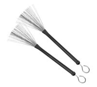 INOOMP 2Pcs Metal Handle Drum Brushes for Snare Jazz Drums Durable Wire Drum Sticks for Crisp Tones and Comfortable Grip for Beginner Practice and Youth Bands