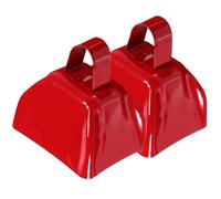 INOOMP 2pcs Metal Rectangular Cowbells Football Cowbells for Sports Events Rustic Handle Design Noise Makers