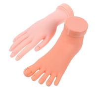 INOOMP 2pcs Nail Art Practice Model Set Flexible False Left Hand Soft Foot Mannequin for Manicure Training DIY Nail Tips and Pedicure Display Random Color