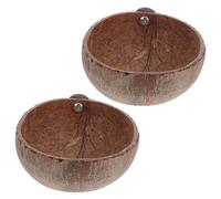 INOOMP 2pcs Natural Coconut Shell Bird Nest for Small Parrots Parakeets Conures Cockatiels Chew Friendly Breeding Bed and Sleeping Hut for Pet Cage Habitat Easy to Clean