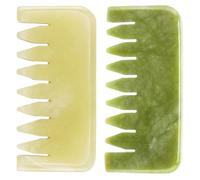 INOOMP 2Pcs Natural Jade Head Massage Combs for Scalp Scraping and Hair Care Portable Jade Scraping Scalp Combs to Headaches and Blood Flow Smooth Non-damaging Hair Tools