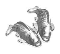 INOOMP 2pcs Nonstick Fish Shape Baking Molds Aluminum DIY Jelly Sugar Craft Moulds for Rice Cakes and Desserts Easy Clean Multifunctional Kitchen Tool