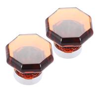 INOOMP 2pcs Octagon Artificial Crystal Wardrobe Handles Decorative Knobs for Cabinets and Drawers, Brown Colour, for Office and Home Renovation