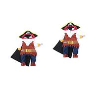INOOMP 2pcs Pet Pirate Costume for Cats and Dogs Apparel with Hat for Everyday Wear and Photo Props for Festivals and Parties