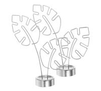 INOOMP 2pcs Photo Tree Stand Memo Clip Holder for Desk Stainless Steel Silver Monstera Leaf Shape Compact and Portable Card Holding Unique Design Stylish Office and Parties