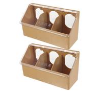 INOOMP 2pcs Pigeon Feeding Container with Lid, Plastic 3-hole Hanging Bird Feeder for Cage, Parrot and Cockatiel Food Dispenser, Multifunctional Brown Feed and Water Trough for Poultry