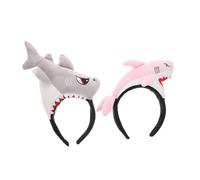 INOOMP 2pcs Plush Shark Headband Cute Cartoon Sea Animal Hair Accessories for Festivals and Parties Soft Headwear for Boys and Girls and Adults Grey Sharks