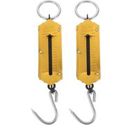 INOOMP 2pcs Portable Hanging Spring Scale Hook Luggage Weighing Tool with Iron Material and 0-12kg Capacity, Easy to Operate and Maintain for Teaching and Outdoor Use