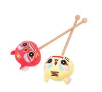 INOOMP 2pcs Portable Massager Massage Knock Hammer Knocking Massage Plush Wood Red Yellow for Back and Body Muscles Easy Control Ergonomic Grip Gift for Students Teachers
