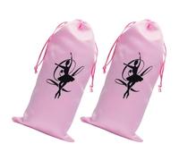 INOOMP 2pcs Portable Satin Dance Shoe Bags for Ballet Shoes Reusable Drawstring Storage Pouches for 13x27cm