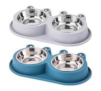 INOOMP 2pcs Raised Dog Cat Food Bowl Double Frog-Shaped Pet Feeder with Non-Slip Station Elevated Pet Food and Water Bowl Dishes Spill-Proof