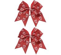 INOOMP 2pcs Red Bow Hair Ropes for Elastic Bow Knot Ponytail Holders Made of Flexible Artificial Leather, Hair Decoration for Many Occasions and Special Days