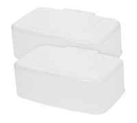 INOOMP 2pcs Refillable Wipes Dispenser Box with Cover Plastic Portable Tissue Holder for Bathroom and Home Desktop Storage Preventing Dust and Dirt
