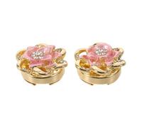 INOOMP 2pcs Removable Decorative Button Covers for Women, Rose Shape Alloy and Rhinestone Clip on Cufflinks, No Sew Pink Button Covers for DIY Crafting on Dress Shirts, Elegant Artistic