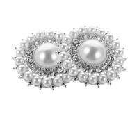 INOOMP 2pcs Rhinestone Shoe Clips, Detachable Pearl Buckle Decoration | Elegant White Accents, Suitable for Professional Footwear and Special Events